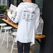 学生小外套薄款 潮流褂子上衣 半袖 中长款 修身 夏季韩版 帅气风衣男士