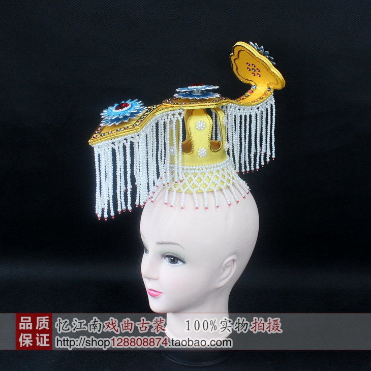 忆江南新款人气戏曲舞台演出舞蹈头饰鱼鳞甲虞姬帽霸王别姬如意冠