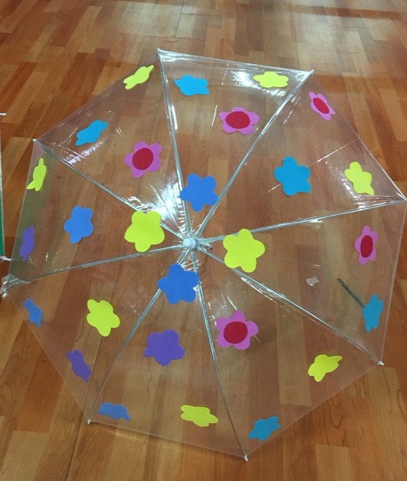 创意儿童彩绘diy伞手绘涂鸦活动纯色广告定制雨伞白伞 透明伞logo