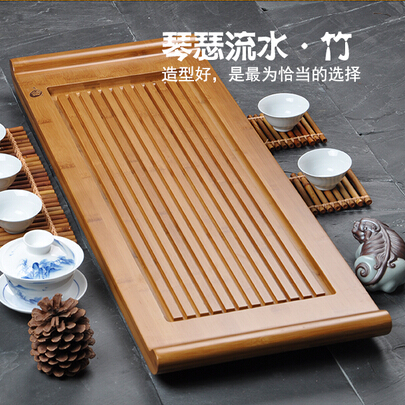 祥福茶盘竹制大号 排水式单层茶海 功夫茶具实木小号茶台托盘包邮