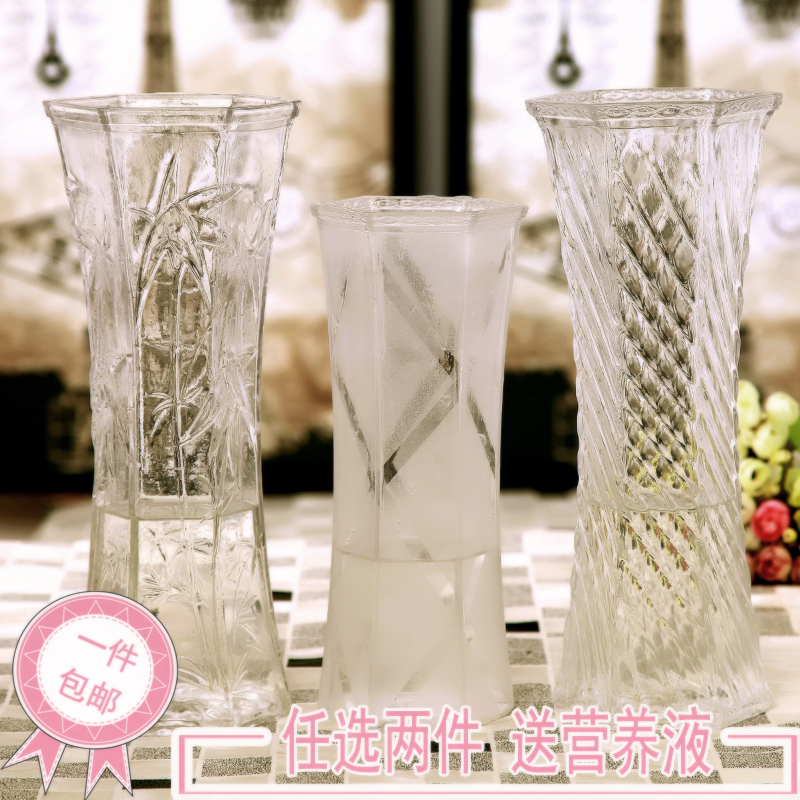 居家装 富贵竹百合水培装 玻璃花瓶 玻璃花器 饰