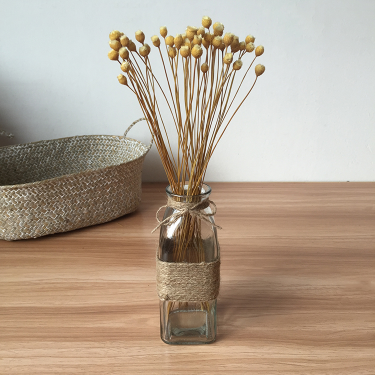 花瓶花器玻璃透明创意麻绳编织花艺摆放台面花瓶简约时尚田园插花