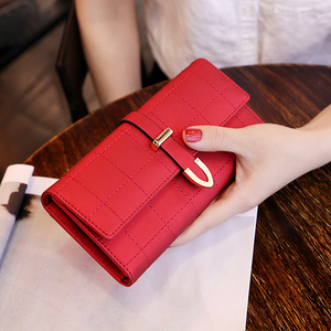 长款磨砂三折钱包