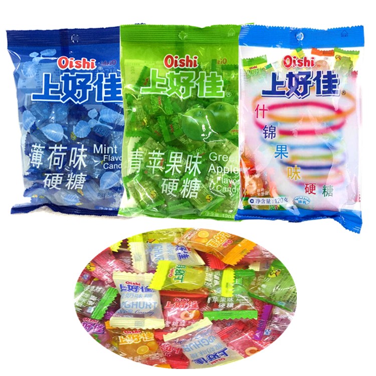 上好佳薄荷味青苹果味什锦果味硬糖120g休闲零食品 结婚庆喜糖果