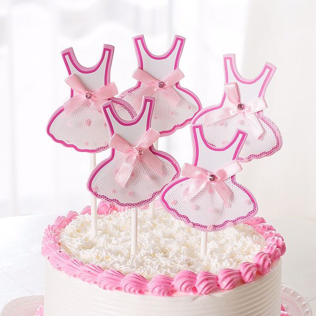 公主纱裙 生日快乐 蛋糕插牌 女孩装饰1岁儿童装饰粉色系列