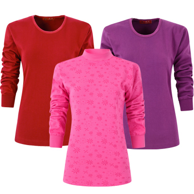 红妮内衣女士中老年人高领薄款100%纯棉全棉