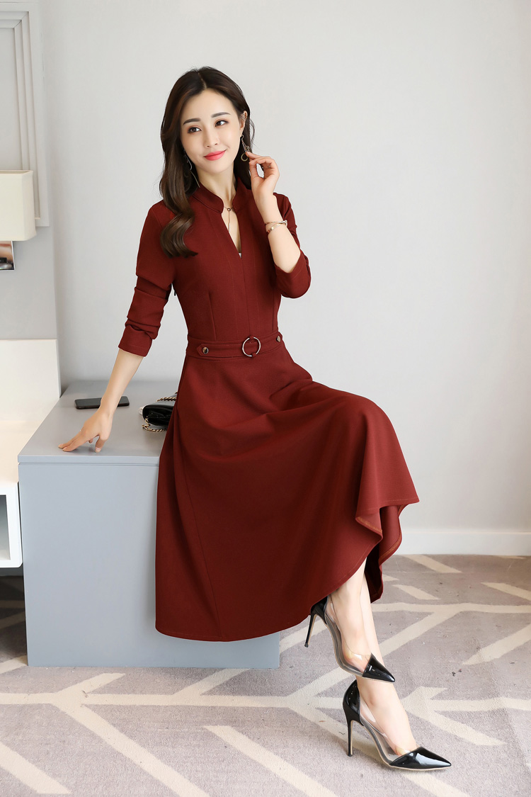 参加婚礼的衣服女礼服裙长 30-40岁女装秋装连衣裙长袖时尚中青年