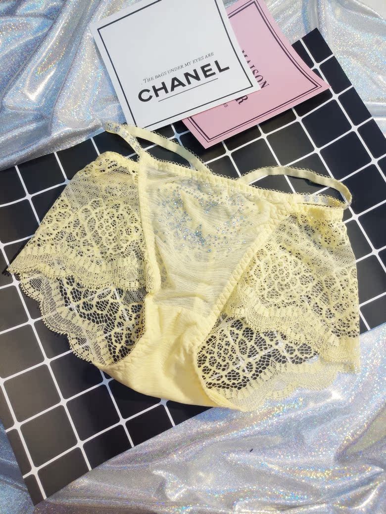 甜美低腰女士内裤性感蕾丝吊带内裤透视透明女裤头三角粉色钻内裤