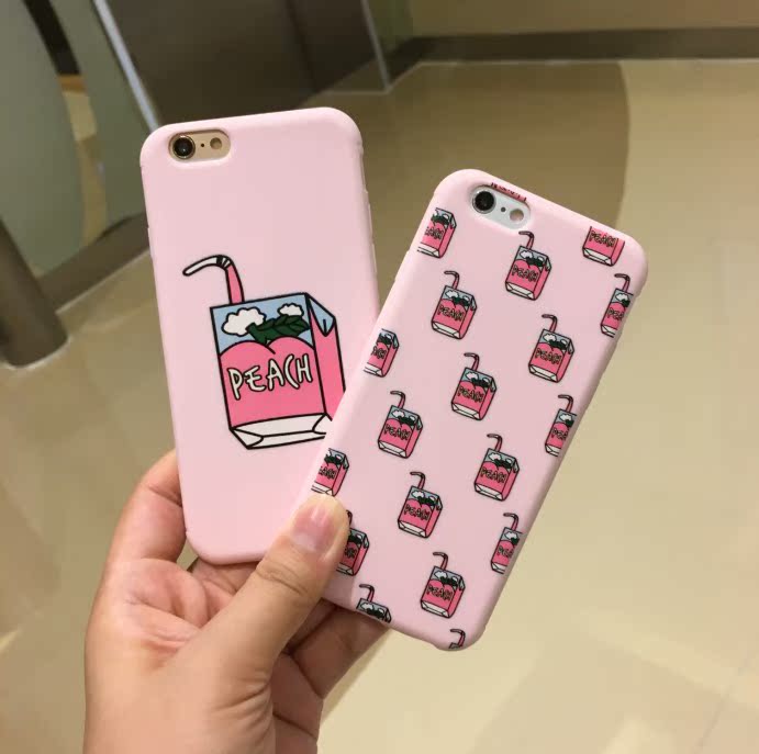 韩国可爱桃子饮料iphone6s手机壳水蜜桃果汁苹果6plus硅胶7保护套