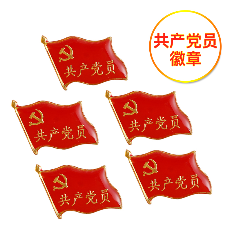 中国共产党党徽 党员胸章胸徽带别针标准型方形带字共产党员