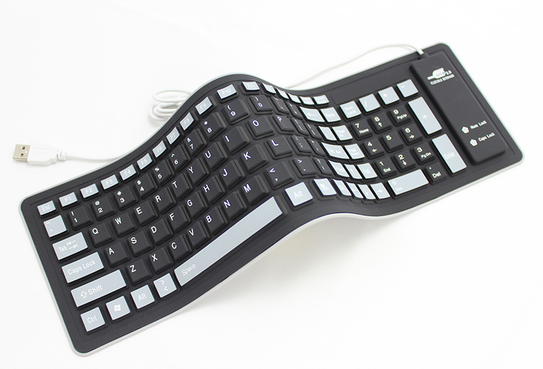 Topusenn 防水折叠软键盘 无声静音硅胶USB有线键盘 笔记本软键盘