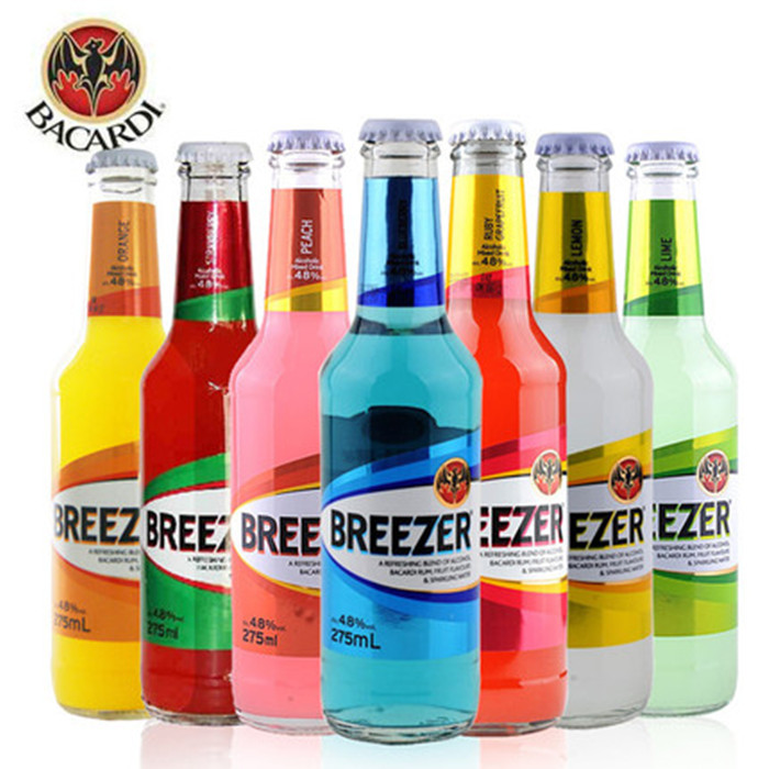 新货breezer/百加得冰锐鸡尾酒预调朗姆酒果酒洋酒275ml*24瓶箱