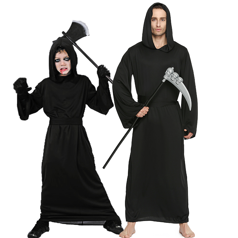 万圣节成人儿童服装魔法师巫师死神恶魔黑袍镰刀化装舞会派对表演