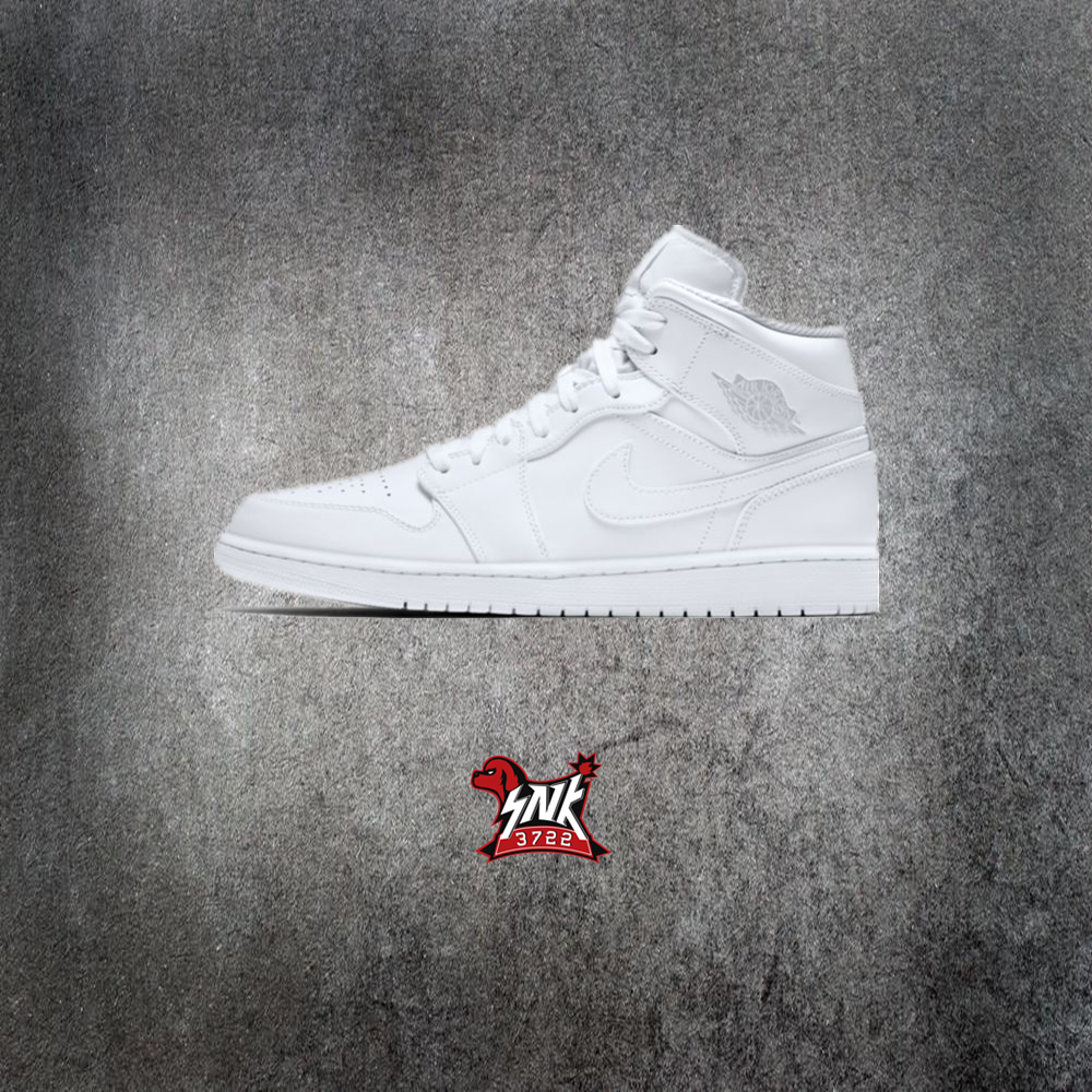 现货air jordan 1 mid aj1 纯白 银色飞翼 黑白 554724-104-038