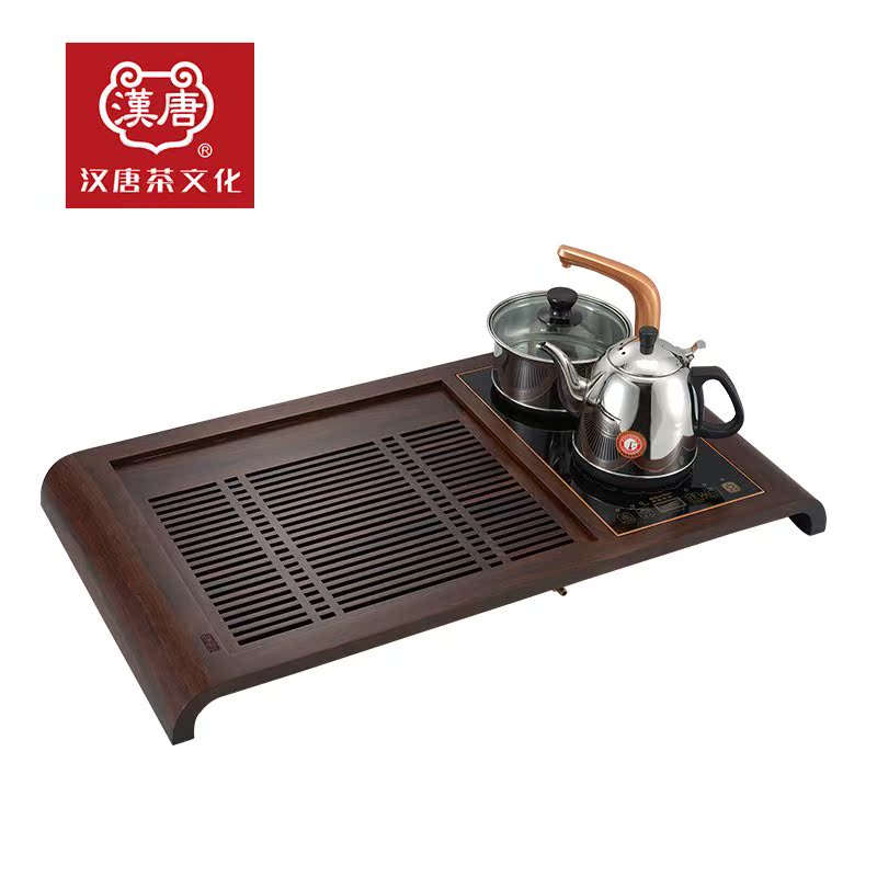 汉唐实木茶盘 黑紫檀木孔明茶海电木结合茶台 排水式茶具套装特价