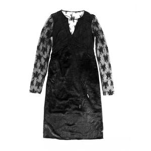 Lin Edition 深V领拼接蕾丝礼服裙