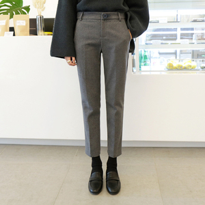 宽松毛呢九分直筒裤烟管裤