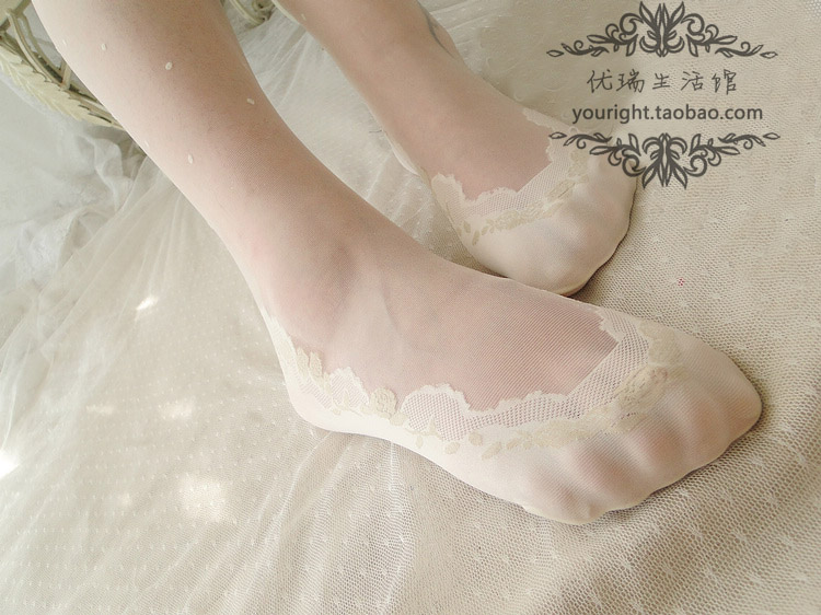 4双包邮新娘伴娘款 日系蕾丝假船袜白色水玉波点超薄连裤丝袜