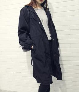 韩版BF风宽松工装拉链风衣