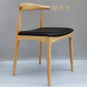 双林家具简约时尚牛角椅水曲柳实木餐椅计师椅子办公椅可订色订作_Q友网