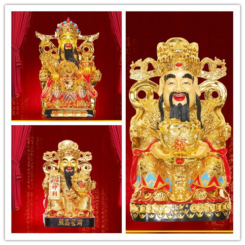 文财神爷佛像五龙财神五台山五爷像财神爷摆件树脂彩绘镀金坐招财