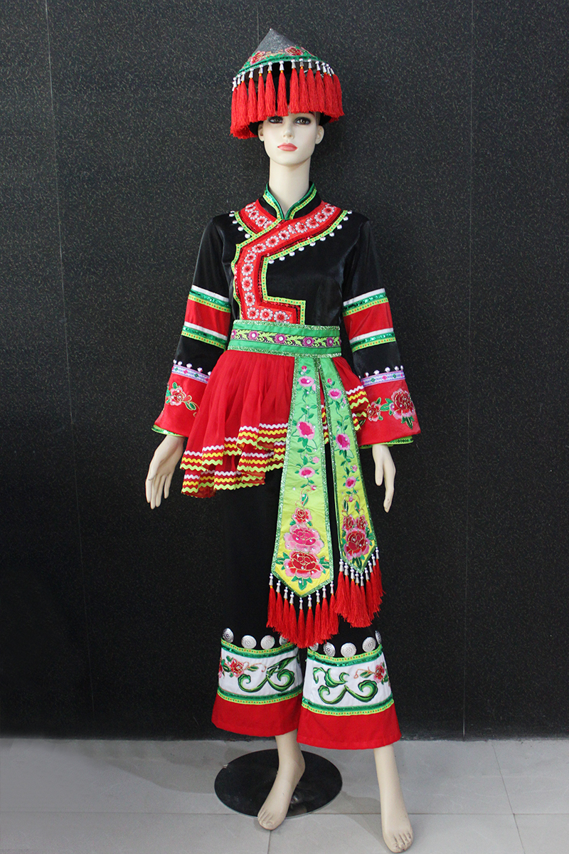 晴焱民族服装量身定做少数民族京族服饰长款修身古典女装舞台演出