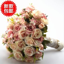 粉红白仿真韩式婚礼花束 婚纱影楼摄影拍照道具新娘手捧花结婚新款