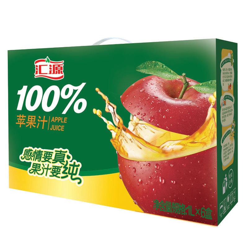 【天猫超市】汇源100%苹果汁1000ml*6盒浓缩果汁饮品饮料整箱