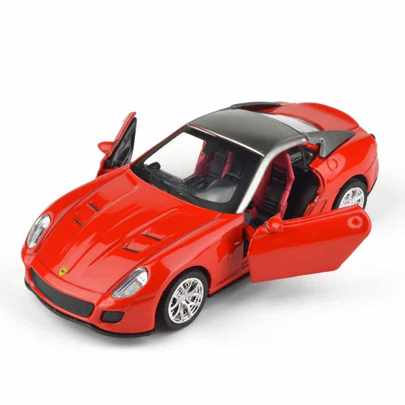天鹰1:36 法拉利 599超跑仿真合金汽车模型声光回力儿童玩具耐摔