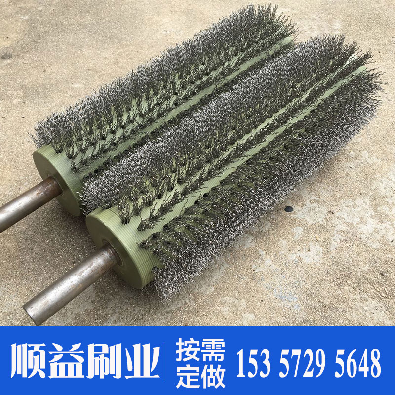 钢丝毛刷辊 瓷砖地板拉丝用刷辊 厂家定做不锈钢丝刷辊工业毛刷
