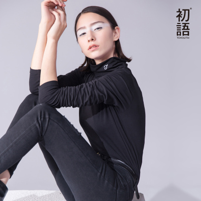 初语2017秋冬装长袖T恤女修身高领百搭女士上衣打大码显瘦底衫