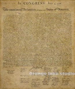 美国独立宣言 declaration the of independence 原稿 竖款布画芯