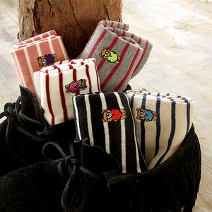 日本纯棉刺绣卡通棉袜