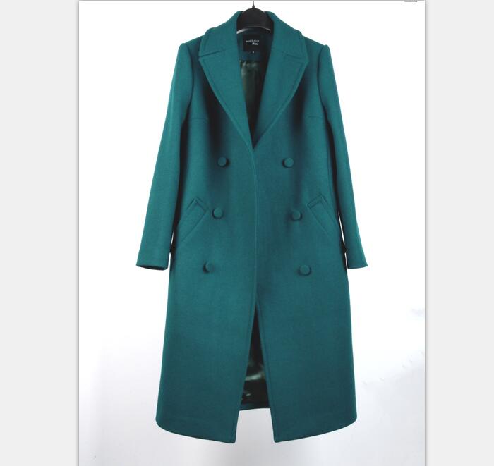 米兰时装周欧洲站王鸥明星同款墨绿色羊绒大衣外套