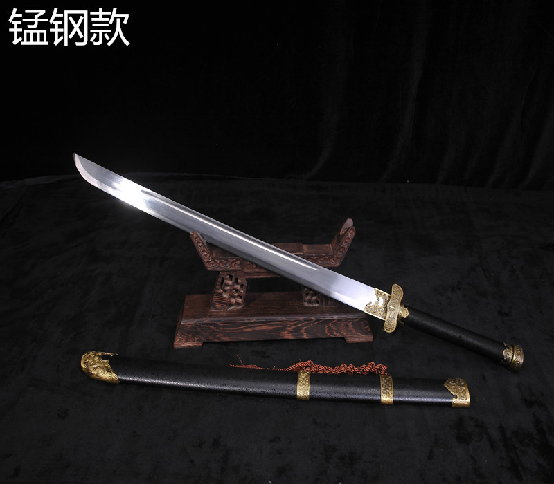 盗墓笔记黑金古刀金属武器汉剑长刀一体锰钢花纹钢影视刀剑未开刃