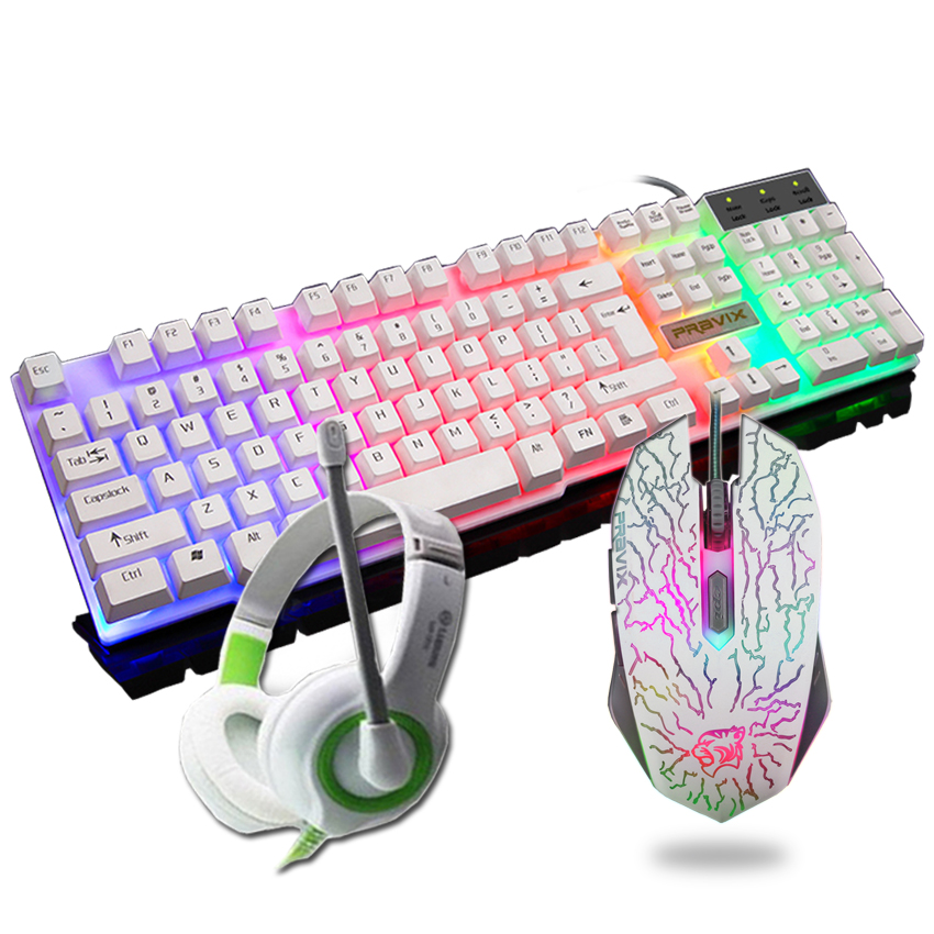 铂科彩虹背光有线键盘鼠标套装键鼠套装悬浮按