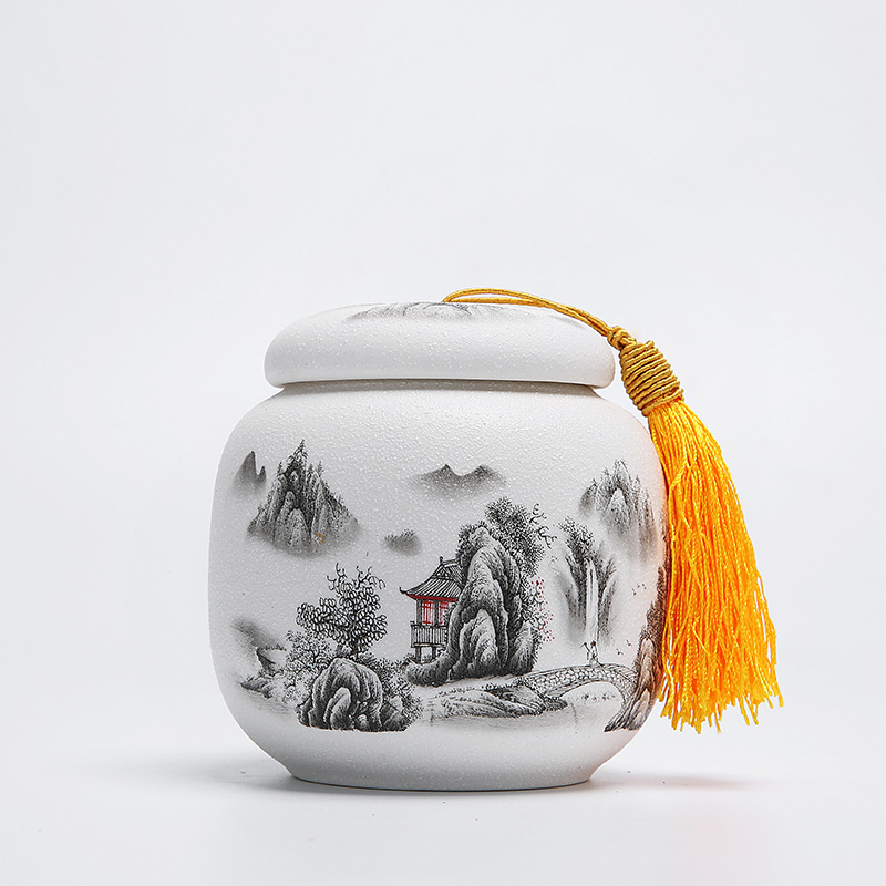 茶叶罐陶瓷白瓷雪花釉砂茶罐大号中号半斤装密封罐储物罐特价包邮