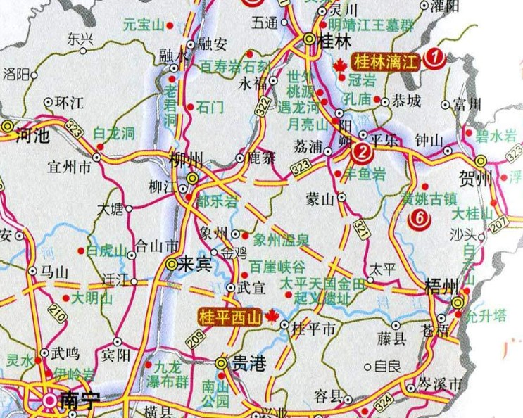 桂林旅游攻略 自由行地图广西阳朔漓江柳州南宁交通景点美食指南