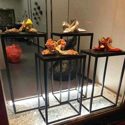 复古服装店展示架铁艺流水台橱窗装饰高低中岛架鞋架包包架展示台
