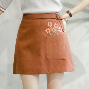 秋季高腰绣花半身裙