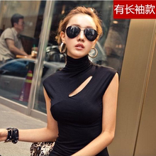 修身 薄款 背心 韩国代购 春夏打底衫 无袖 紧身T恤衫 高领上衣女装 正品