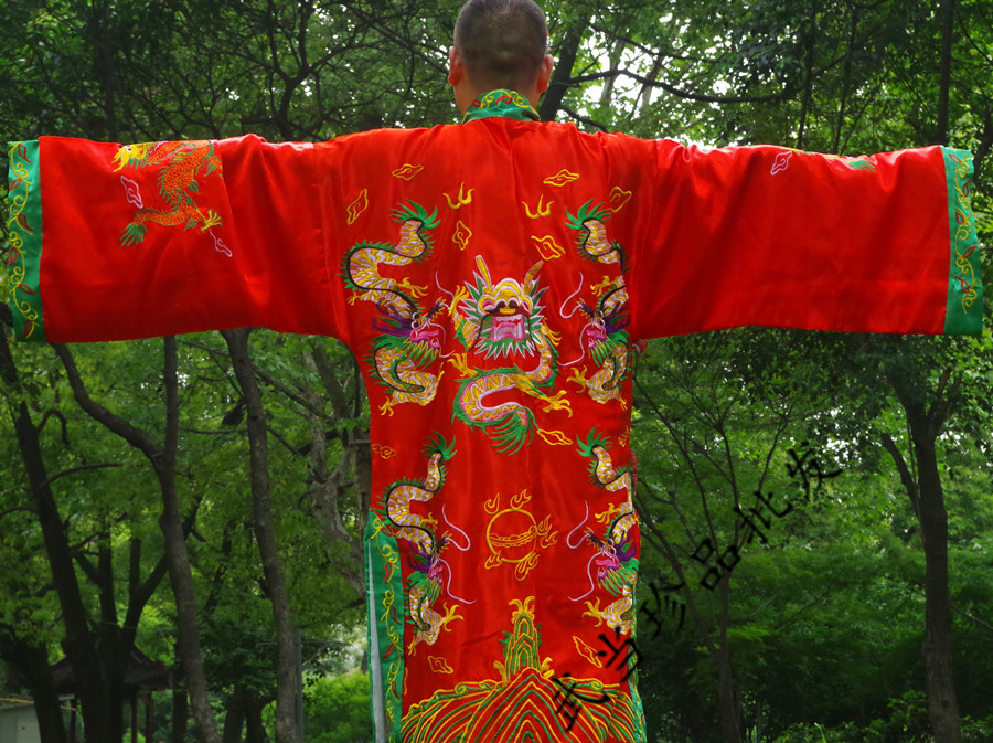 道士服装/道教法器/朝衣/道服法衣/道袍 经衣 红色法衣 长袖龙袍