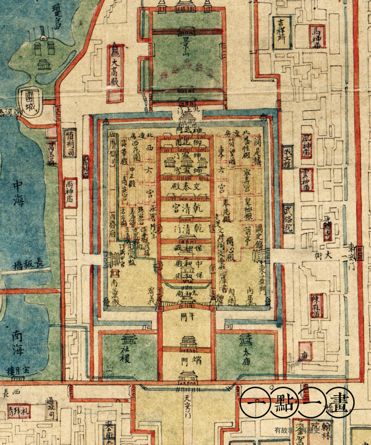 一点一画 北京内城图 1747 北京老地图 北京手绘图 装饰地图 复古