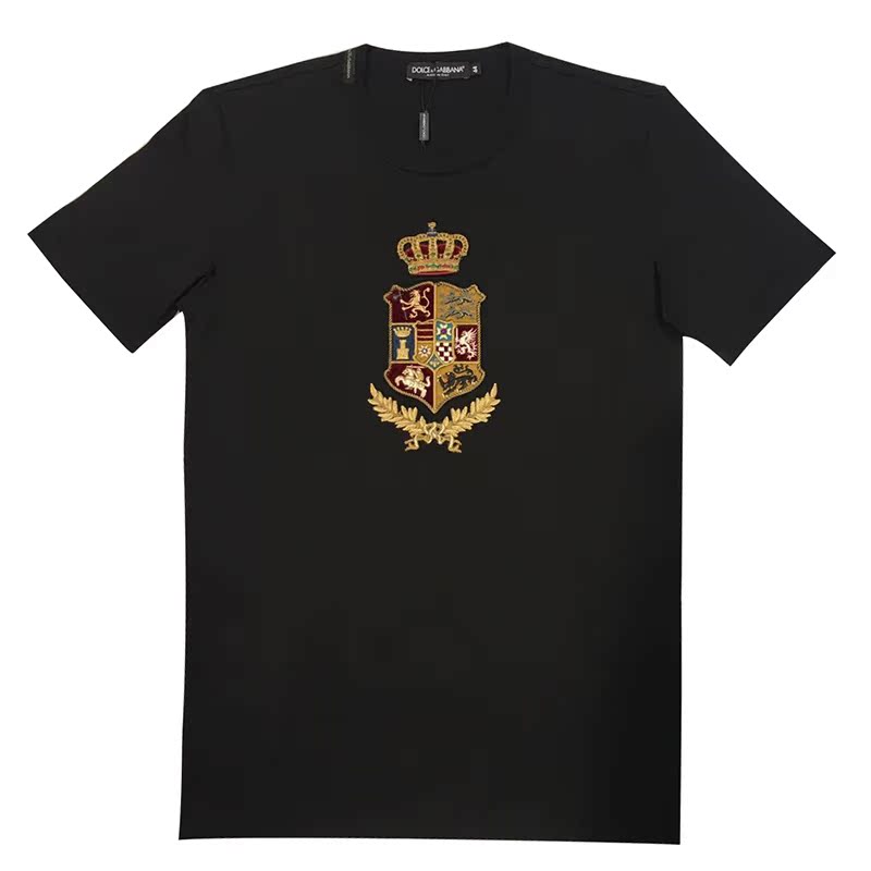 正品dolce&gabbana 杜嘉班纳 新款绣皇冠徽章男士短袖t恤
