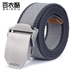 男士帆布平滑扣腰带