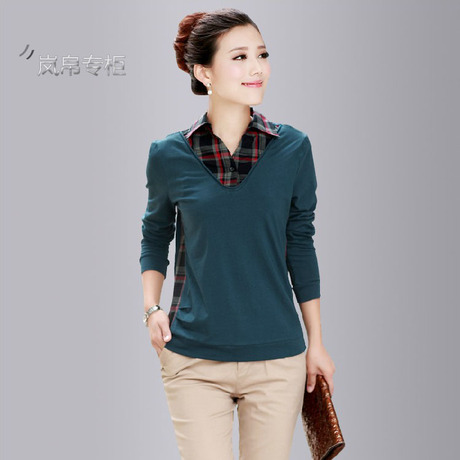 <em>淘宝网购物</em>-2014秋装<em>新款</em>韩版<em>女装</em>上衣中年胖