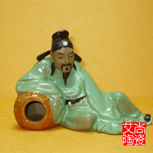 人物雕塑"李白醉酒"/景德镇雕塑瓷/陶瓷雕塑工艺品/瓷雕作品