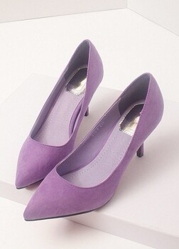 OL高挑美搭葡萄紫细跟尖头街拍美腿高跟鞋O