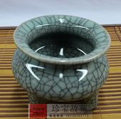 瓷器瓷盘瓷碟瓷餐具景德镇瓷器摆件裂纹三角香炉 仿古瓷器