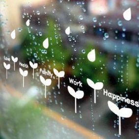 快乐雨滴玻璃贴家具贴橱窗贴客厅卧室背景墙贴纸壁贴韩式卡通
